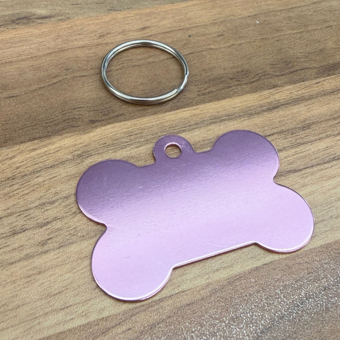 Engravable Pink Bone Pet Tag – Personalised Dog ID Tag