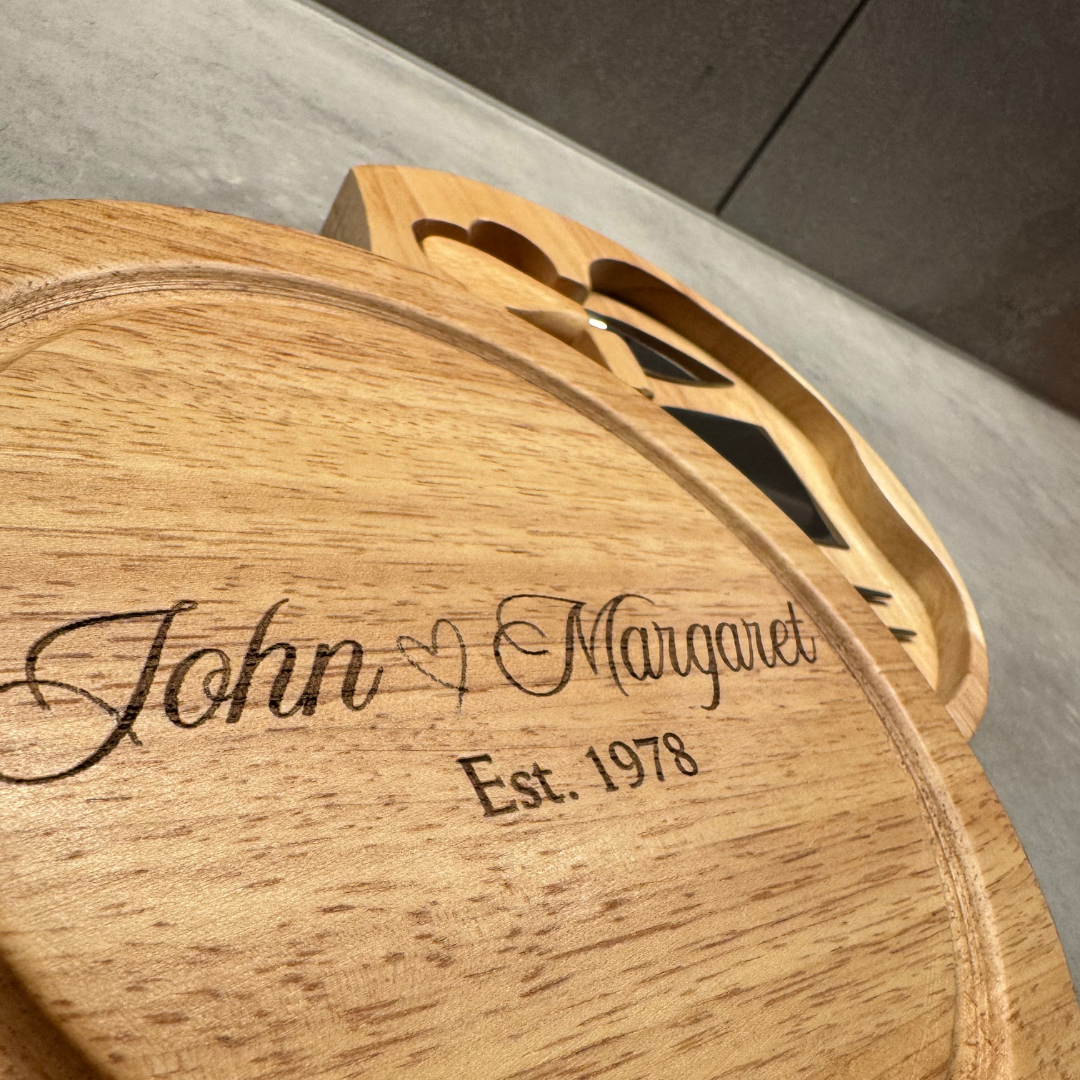 Personalised Anniversary Cheeseboard | Engraved Names & Established Year