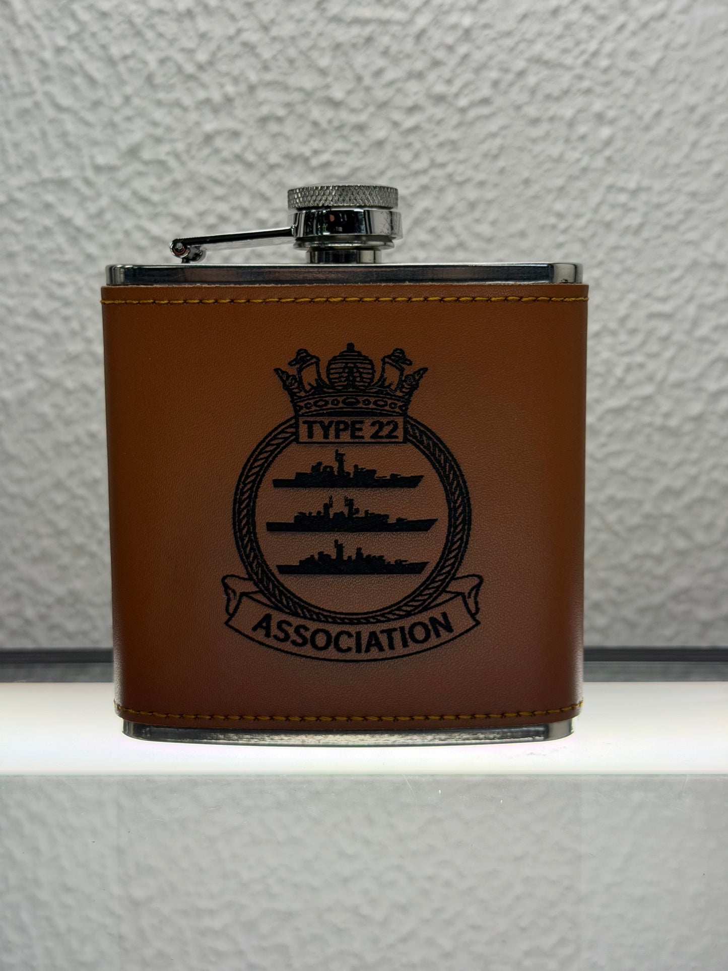 Personalised Emblem Leather Wrapped Hip Flask