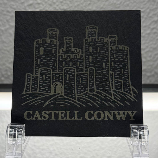 Conwy Castle Contemporary Slate Coaster