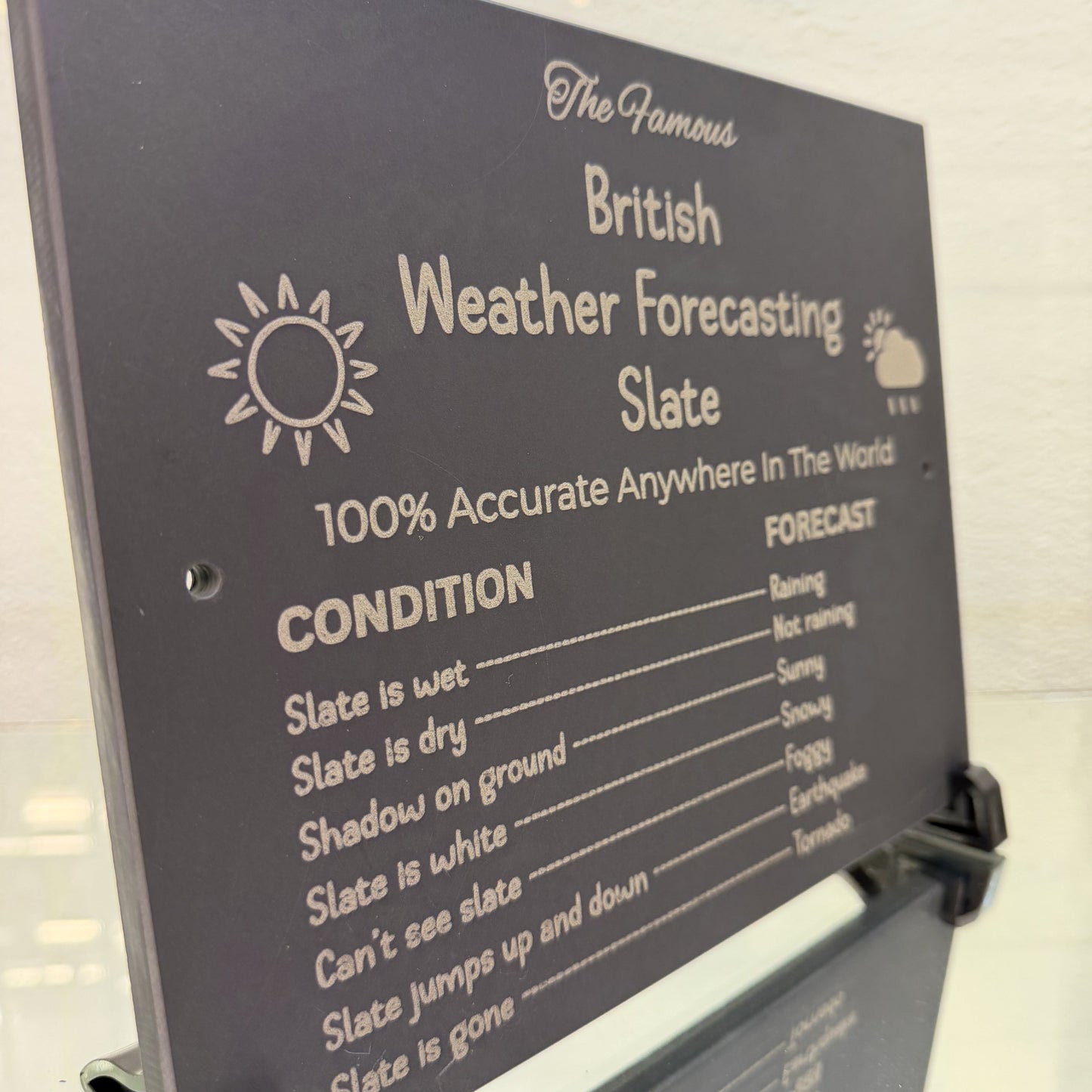 British Weather Forecasting Slate Sign – Funny Outdoor Slate Plaque for Door or Wall