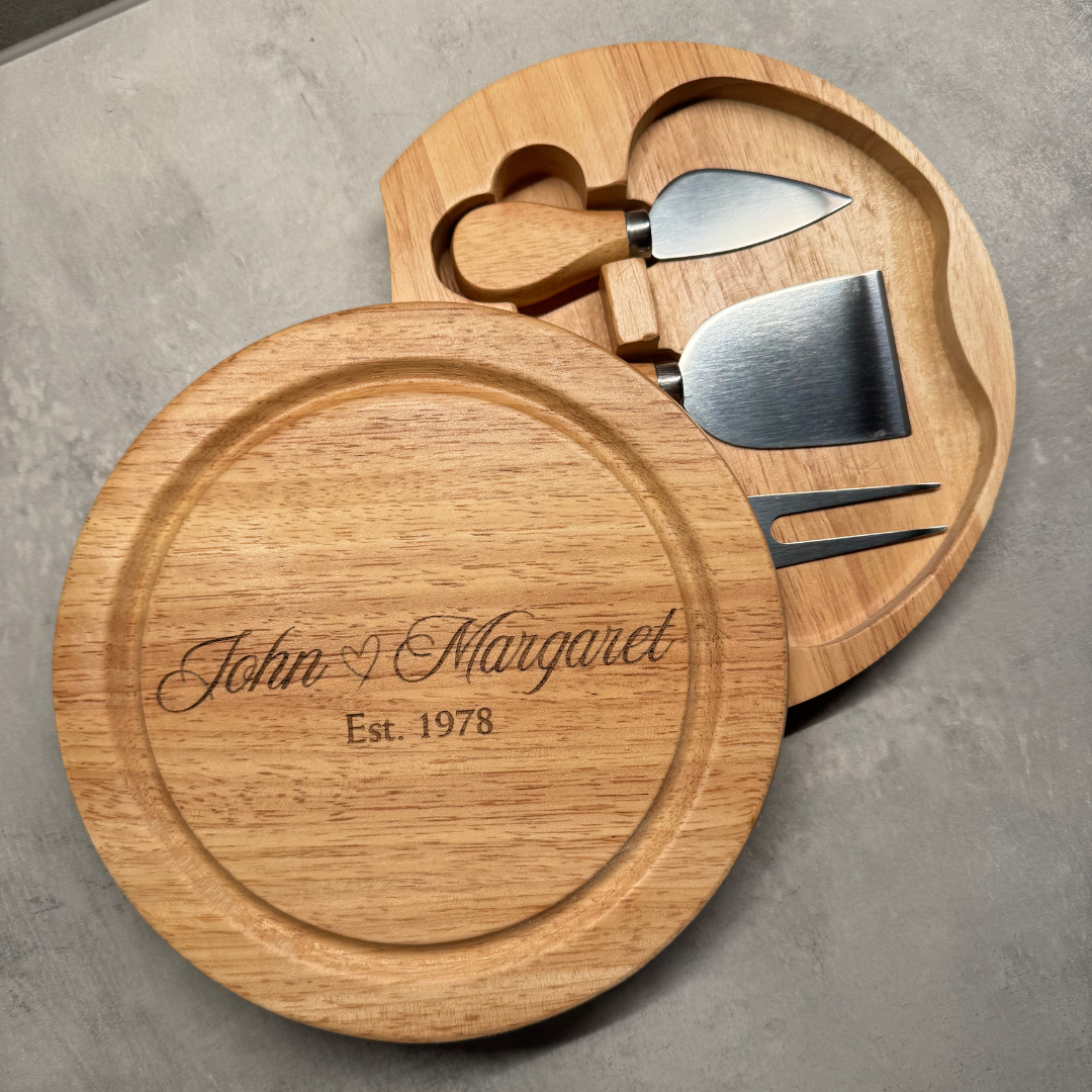 Personalised Anniversary Cheeseboard | Engraved Names & Established Year