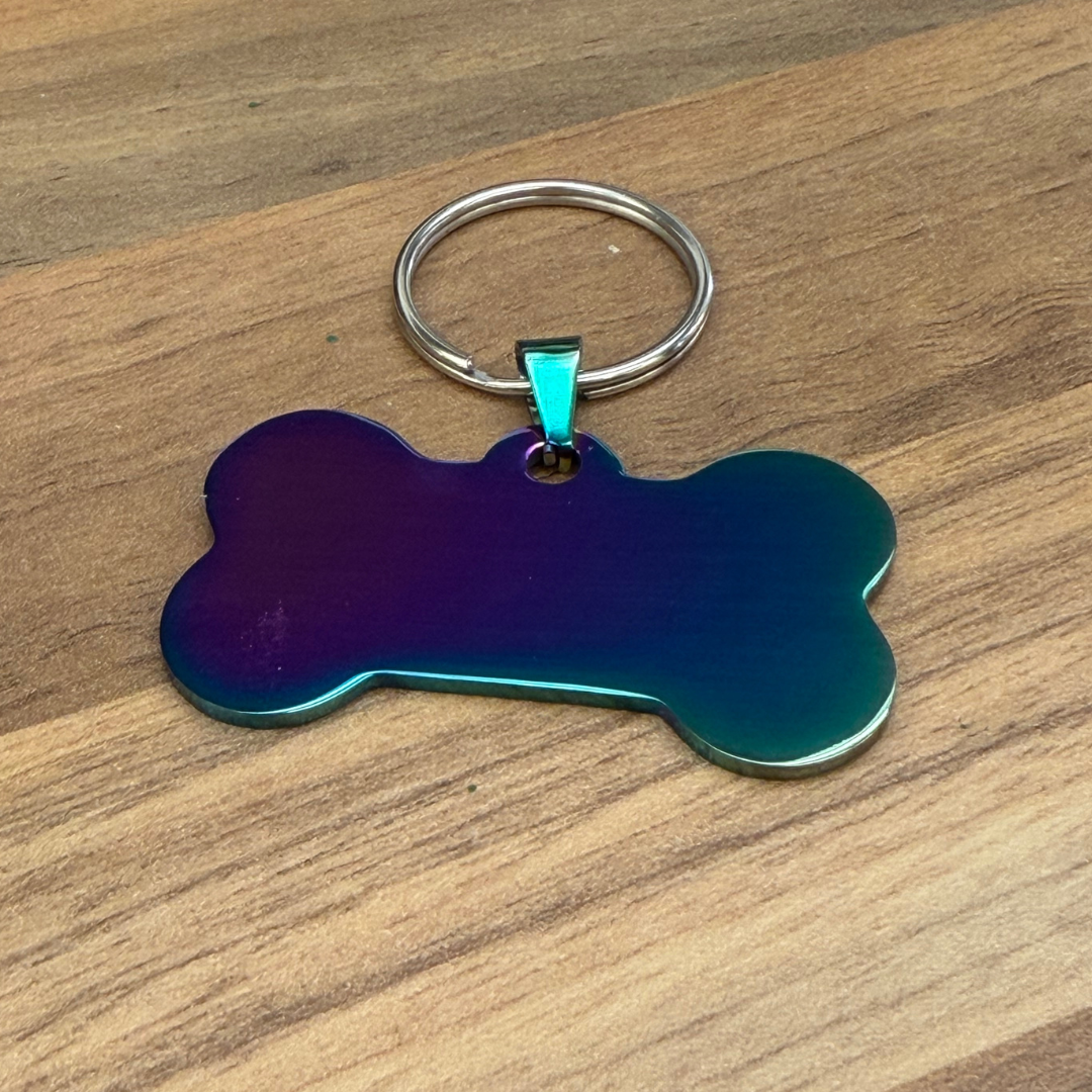 Engravable Rainbow Bone Pet Tag – Custom Dog ID Tag