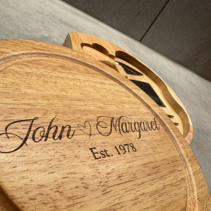 Personalised Anniversary Cheeseboard | Engraved Names & Established Year