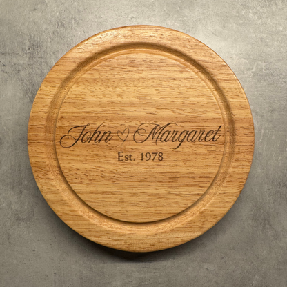 Personalised Anniversary Cheeseboard | Engraved Names & Established Year