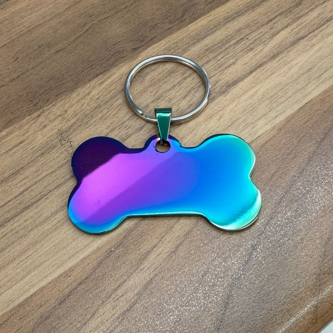 Engravable Rainbow Bone Pet Tag – Custom Dog ID Tag