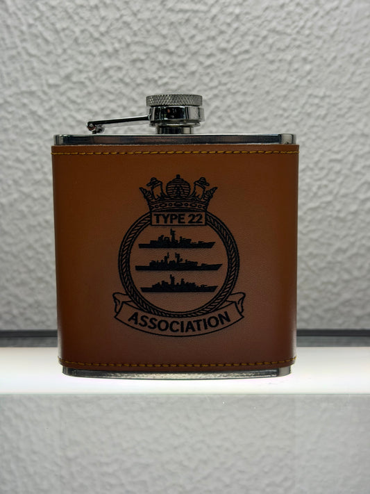 Personalised Emblem Leather Wrapped Hip Flask