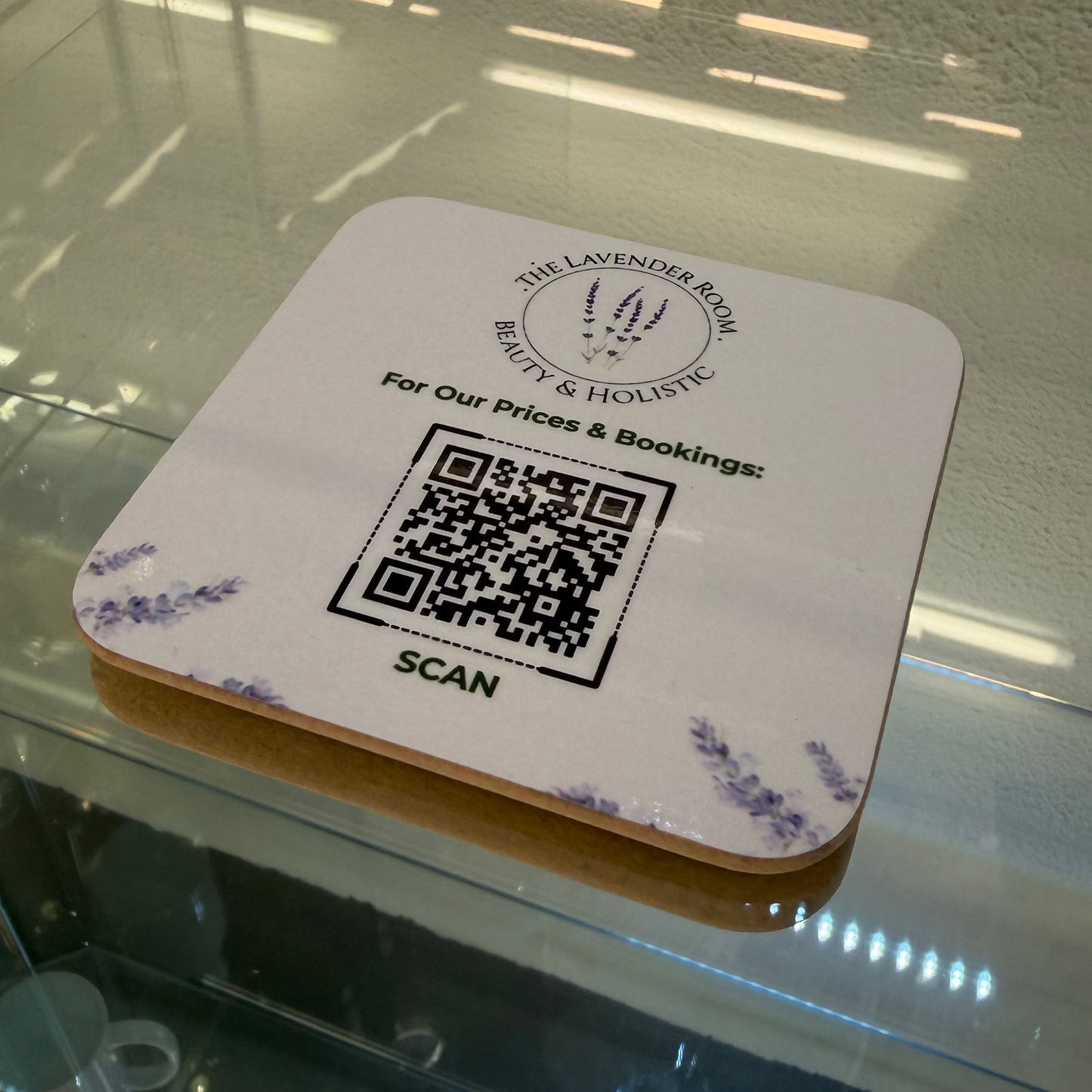 Branded QR Display - Custom QR Code Coaster for Google Reviews, WiFi & Menus
