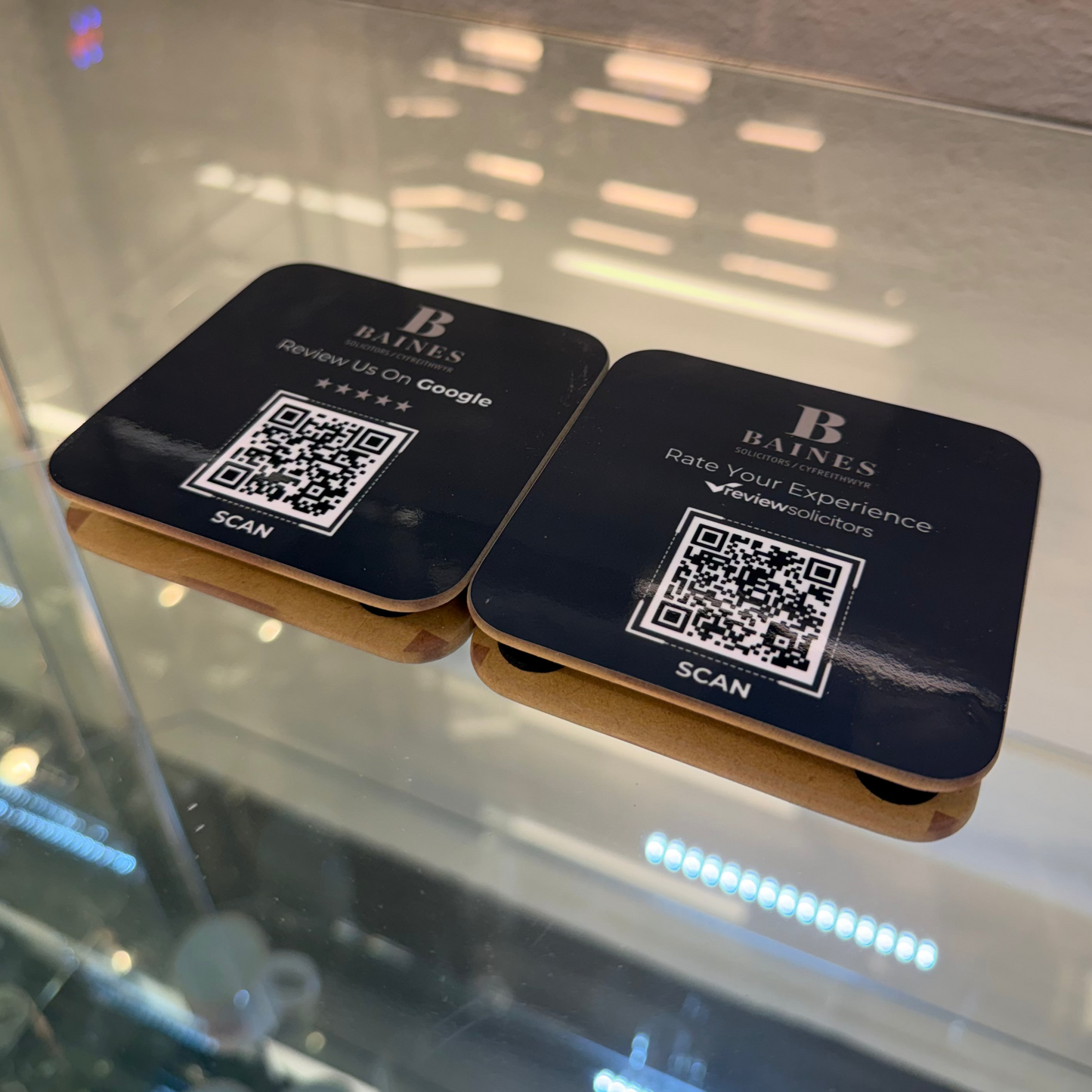 Branded QR Display - Custom QR Code Coaster for Google Reviews, WiFi & Menus
