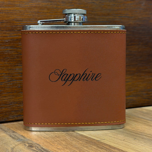 Personalised Leather Wrapped Hip Flask