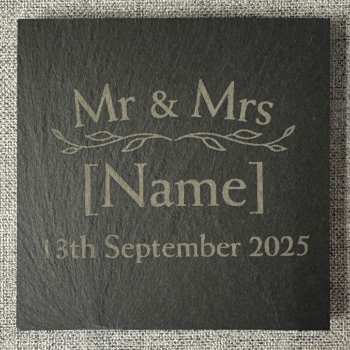 Mr & Mrs Slate Coaster