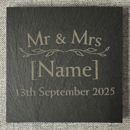 Mr & Mrs Slate Coaster