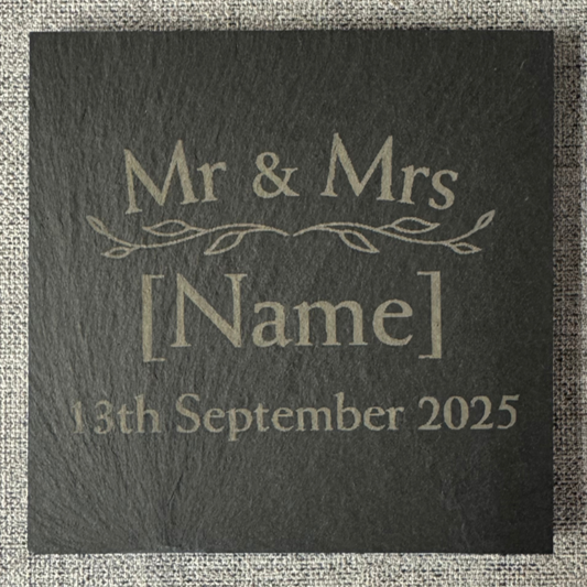 Mr & Mrs Slate Coaster