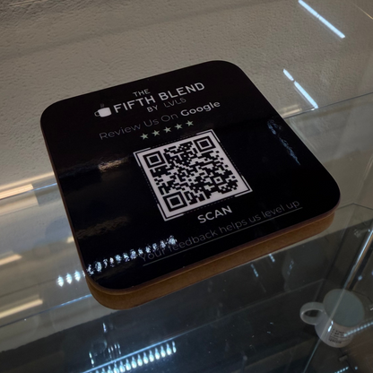 Branded QR Display - Custom QR Code Coaster for Google Reviews, WiFi & Menus