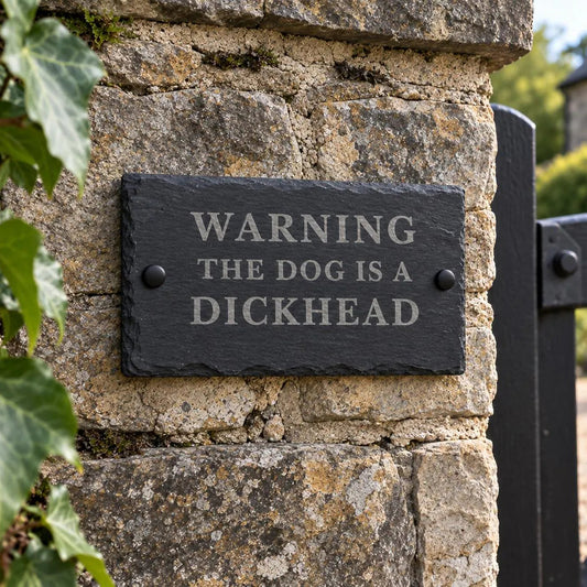 Warning: The Dog Is A D**khead Sign
