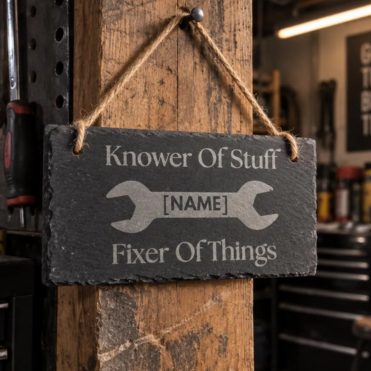 Knower Of Stuff Fixer Of Things Sign | Personalised Slate Sign