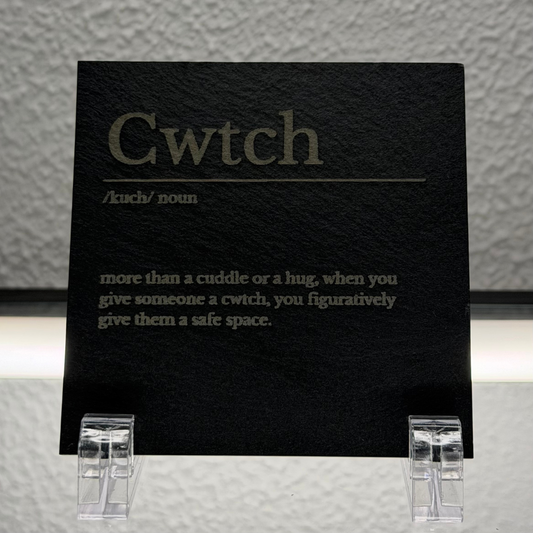 Cwtch | Welsh Definition Slate Coaster